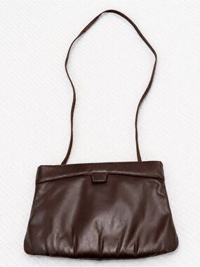 Vintage Sleek Dark Brown Leather Crossbody Bag USA made 🇺🇸